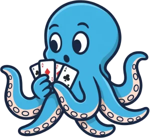 An octopus playing cards