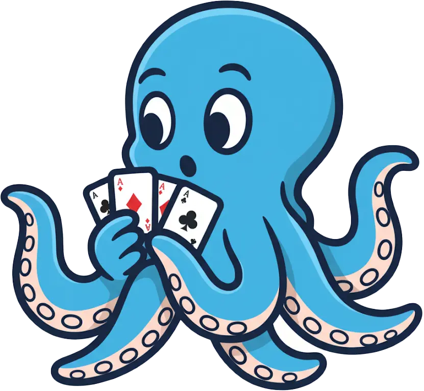 An octopus playing cards
